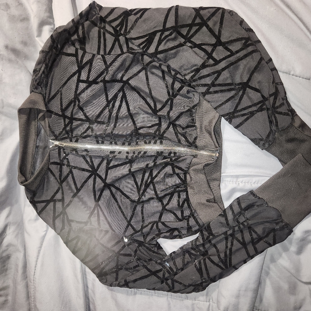 Crop Mesh Zip-up Top